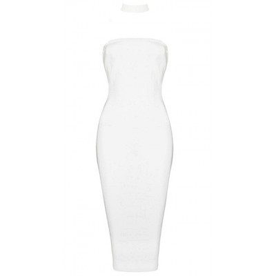 'Aarya' witte strapless bandage jurk met choker